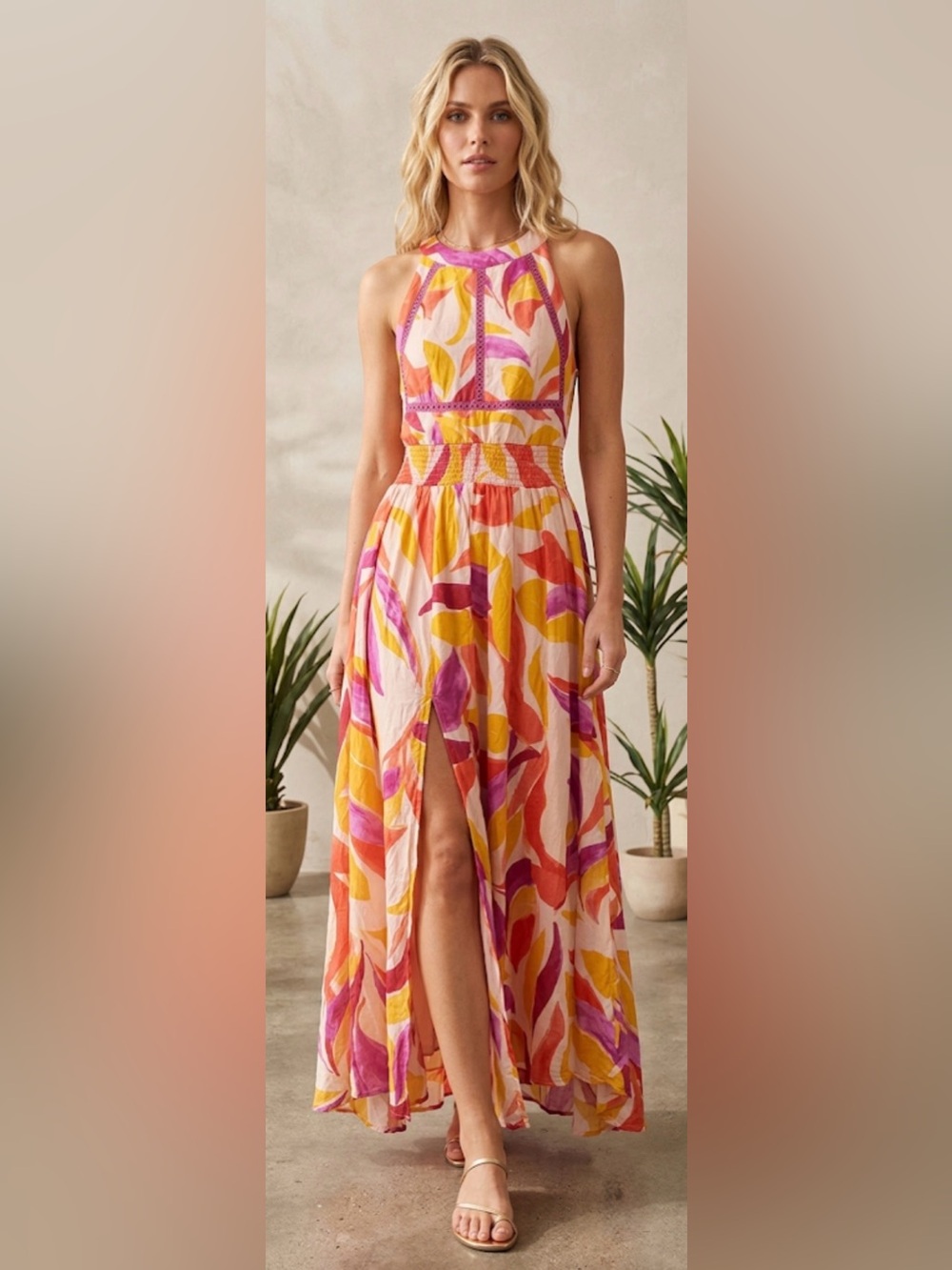 NWT Anthropologie Abel the Label halter maxi L